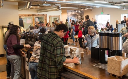 A former strip club turned coffee shop and office space for the multisite Bethany Community Church, based in Seattle. The shop, known as One Cup, is located in Shoreline, a city north of Seattle.