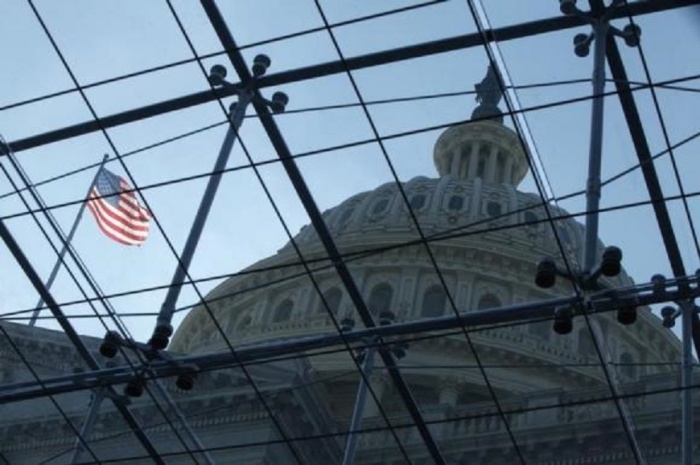 A view of the Capitol Dome from a skylight in the Capitol Visitor's Center at the U.S. Capitol in Washington, October 2, 2013.