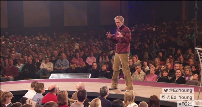 Pastor Ed Young talking to his congregation on anger.