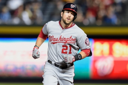 Former Washington Nationals outfielder Steven Souza (21), currently a member of the Tampa Bay Rays, rounds the bases after hitting a home run against the Atlanta Braves on September 17, 2014.