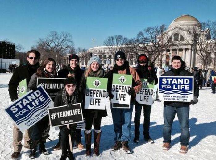 Members of the The George Washington University chapter of Young America's Foundation at the 2014 March for Life in Washington, D.C.