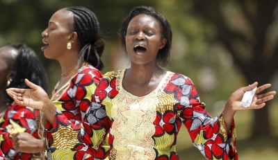 Christians from the World Victory Centre sing hymns during an Easter crusade service for the victims of the Garissa University attack in Kenya's capital Nairobi, April 5, 2015. 