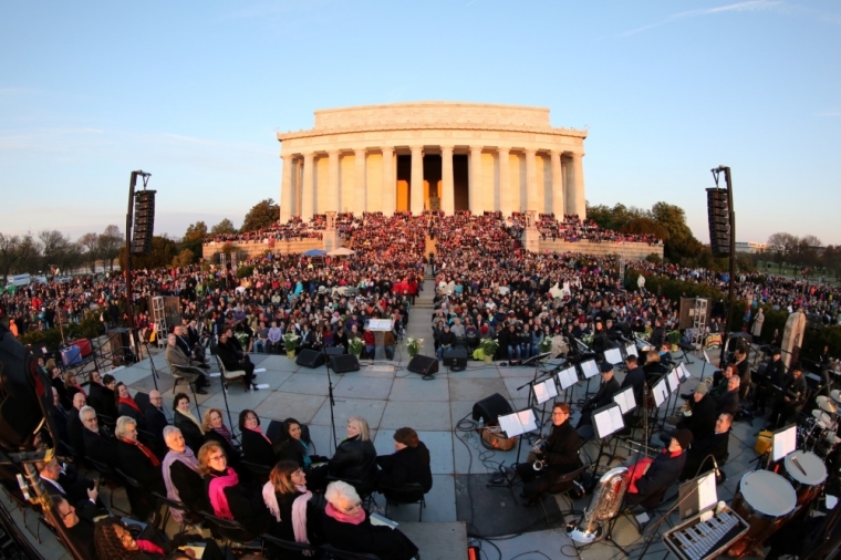 Pastor Amos Dodge speaks during the 2015 Easter sunrise service at the Lincoln Memorial in Washington D.C. on Sunday, April 5, 2015.