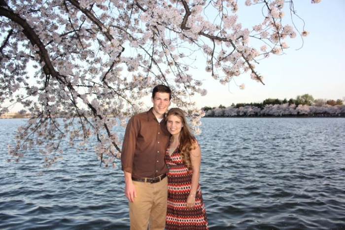 Michaela Bates and Brandon Keilen after he proposed.