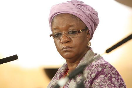 Zainab Bangura, UN secretary general's special representative on sexual violence in conflict, speaks at the G8 Foreign Ministers meeting in London on April 11, 2013.