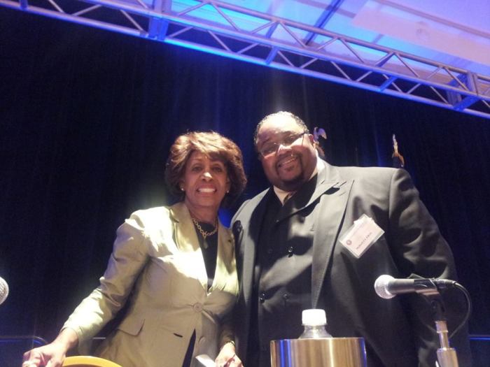 Pastor Melford J. Elliott (L) with Rep. Maxine Waters, D-Calif., in Washington D.C.