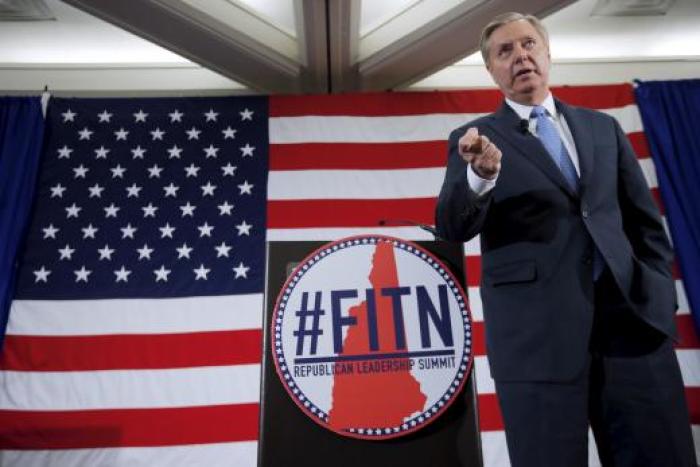 Potential Republican 2016 presidential candidate U.S. Senator Lindsey Graham (R-SC) speaks at the First in the Nation Republican Leadership Summit on May 17, 2015.