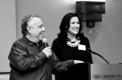 Sam and Sherry Pollinzi speak at a recent Restored Hope Ministries benefit.