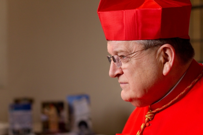 Cardinal Raymond Burke at the Shrine Church St. Peter and Paul and Philomena.