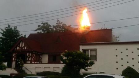 A Queens church on Ash Avenue and 147th Street was struck by lightning and caught fire on June 23, 2015.