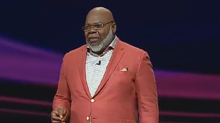 Bishop T.D. Jakes, founding pastor of The Potter's House in Dallas, Texas, remarks on the Supreme Court's ruling on same-sex marriage during a service on Sunday, June 28, 2015.