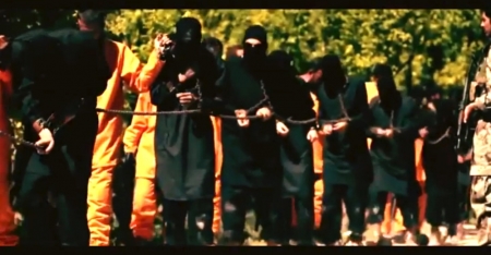 Jaysh Al-Islam militants executing ISIS terrorists