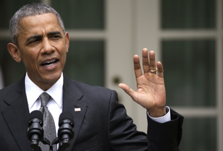 U.S. President Barack Obama delivers remarks after the Supreme Court ruled 6-3 to uphold the nationwide availability of tax subsidies that are crucial to the implementation of the Affordable Care Act, in the Rose Garden at the White House in Washington, June 25, 2015.