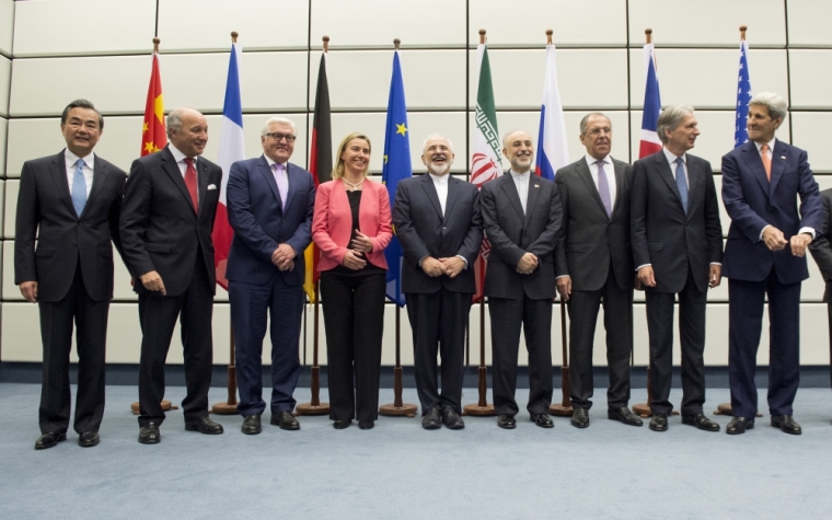 Chinese Foreign Minister Wang Yi, French Foreign Minister Laurent Fabius, German Foreign Minister Frank Walter Steinmeier, European Union High Representative for Foreign Affairs and Security Policy Federica Mogherini, Iranian Foreign Minister Mohammad Javad Zarif, Head of the Iranian Atomic Energy Organization Ali Akbar Salehi, Russian Foreign Minister Sergey Lavrov, British Foreign Secretary Philip Hammon, U.S. Secretary of State John Kerry and U.S. Secretary of Energy Ernest Moniz (L to R) pose for a group picture at the United Nations building in Vienna, Austria, July 14, 2015. Iran and six major world powers reached a nuclear deal on Tuesday, capping more than a decade of on-off negotiations with an agreement that could potentially transform the Middle East, and which Israel called an 'historic surrender.'