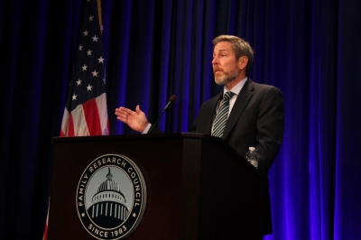 Mark David Hall gives a lecture at the Family Research Council office in Washington, D.C. on July 15, 2015.