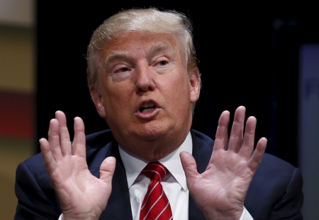 U.S. Republican presidential candidate Donald Trump speaks at the Family Leadership Summit in Ames, Iowa, July 18, 2015.