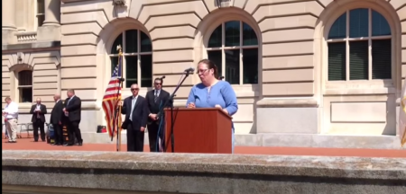 Rowan County Court Clerk Kim Davis speaks at Kentucky rally on Saturday, August 22, hosted by The Family Foundation of Kentucky to support state employees who refuse to issue marriage licenses to gay couples.