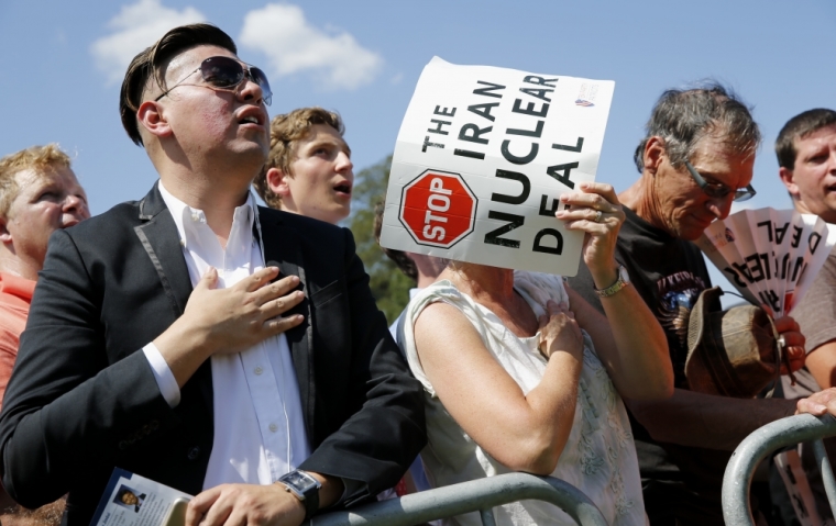 Activists gather at an anti-Iran nuclear deal rally on Capitol Hill in Washington, September 9, 2015.