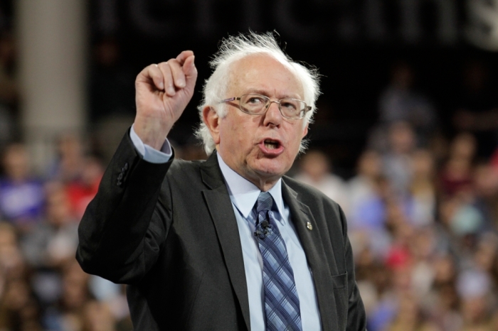 U.S. Democratic presidential candidate Sen. Bernie Sanders, I-Vermont, delivers an address to Liberty University students at the school in Lynchburg, Virginia, September 14, 2015.