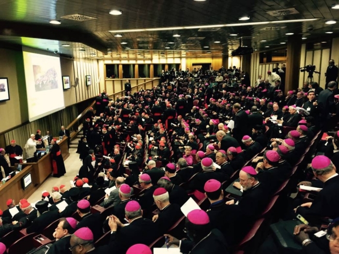 Pope Francis presiding at the Vatican Synod on Family in St. Peter's Church on Oct. 5, 2015, Vatican City.