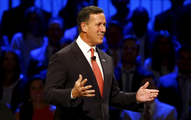 U.S. Republican presidential candidate and former Senator Rick Santorum speaks at the North Texas Presidential Forum hosted by the Faith & Freedom Coalition and Prestonwood Baptist Church in Plano, Texas, October 18, 2015.