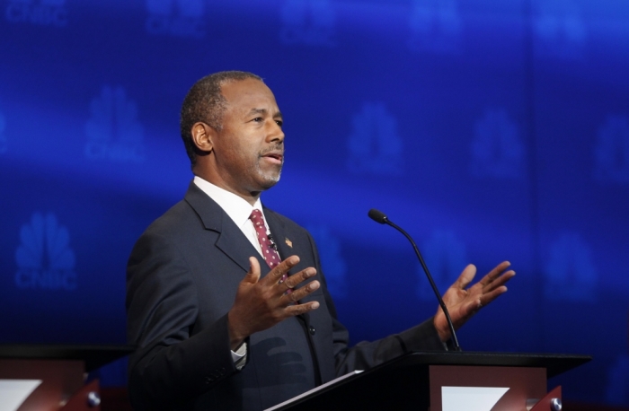 Republican U.S. presidential candidate Dr. Ben Carson speaks at the 2016 U.S. Republican presidential candidates debate held by CNBC in Boulder, Colorado, October 28, 2015.