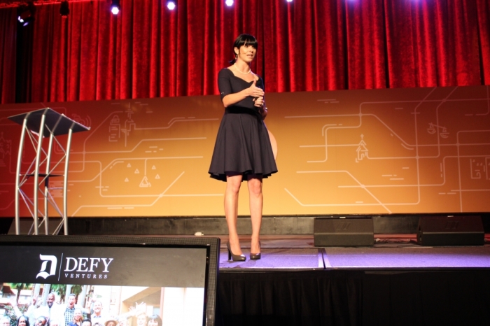 Founder and CEO of Defy Ventures, Catherine Hoke, speaks at Movement Day 2015 at the Hilton Midtown Hotel in Manhattan, New York on Thursday October 29, 2015.