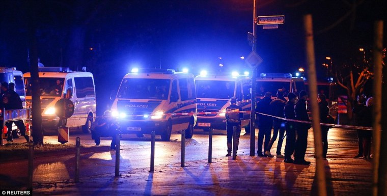 Police set up a road block outside the stadium while trains coming into Hanover were stopped after the threat on November 17, 2015.