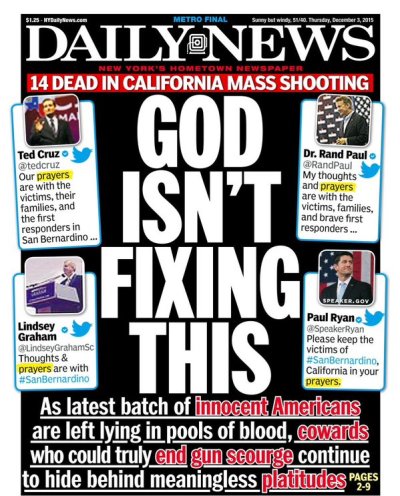 NY Daily News cover, December 3, 2015.