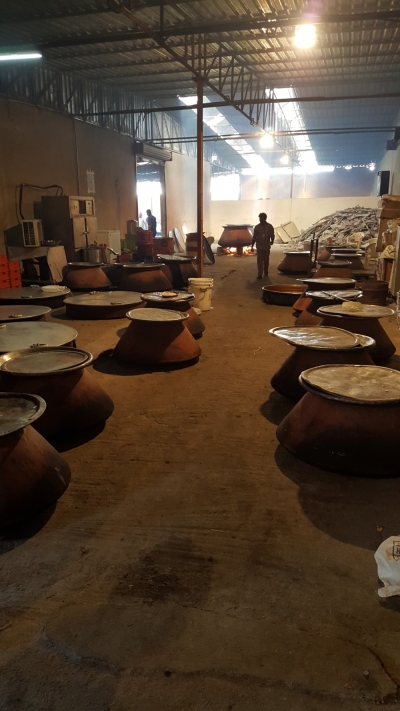 Kettles used to cook about 10,000 meals every Sunday for poor members at Calvary Temple, Hyderabad, India.