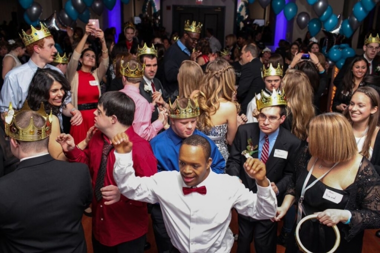 Guests dance at the Night to Shine prom event co-hosted by Liquid Church and sponsored by the Tim Tebow Foundation, Morristown, New Jersey, February 13, 2015.