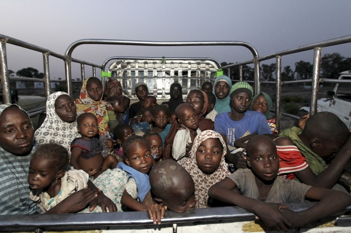 Women and children rescued from Boko Haram ariving at the IDC camp in Yola, Adamawa State, in this undated photo.