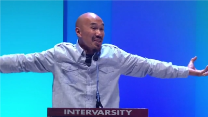 Francis Chan, best-selling author and founder of Radius International, speaks to attendees of the Urbana '15 student missions conference, St. Louis, Missouri, December 28, 2015.