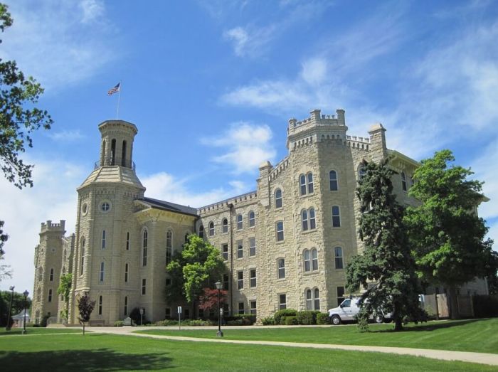 Blanchard Hall at Wheaton College (1927). The building took a whopping 74 years to complete following its dedication in 1853. The building is named for the Blanchard family, who founded the college, and the building is intended to resemble those found at Oxford University.