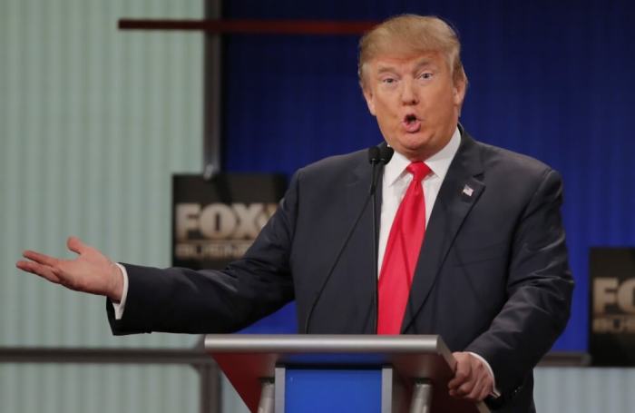 Republican U.S. presidential candidate businessman Donald Trump speaks during the Fox Business Network Republican presidential candidates debate in North Charleston, South Carolina January 14, 2016.