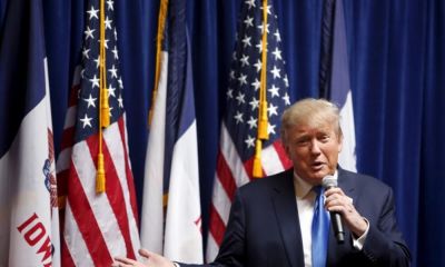 Republican U.S. presidential candidate Donald Trump speaks at a campaign rally at Living History Farms in Urbandale, Iowa, January 15, 2016.