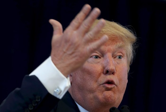 U.S. Republican presidential candidate Donald Trump speaks at a campaign event in Pella, Iowa, United States, January 23, 2016.