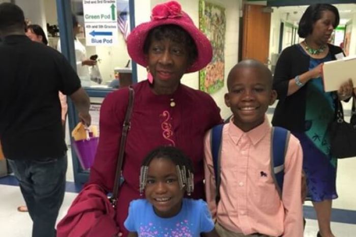 Dorothy Wright, 75, her grandson Cameron Cosner, 12 and her granddaughter, Layla, 6.