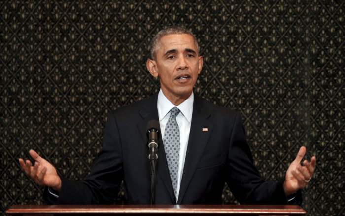 U.S. President Barack Obama addresses the Illinois General Assembly during a visit to Springfield, Illinois February 10, 2016. Obama's visit coincides with the ninth anniversary of the 2007 start of his first White House run, which he announced at the Old State Capitol.