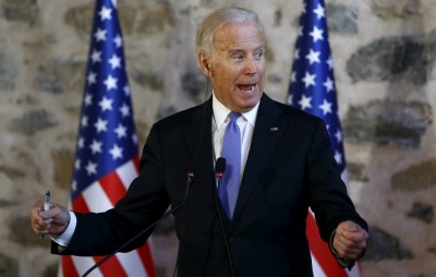 U.S. Vice President Joe Biden speaks during a joint news conference with Turkish Prime Minister Ahmet Davutoglu (not pictured) in Istanbul, Turkey January 23, 2016.