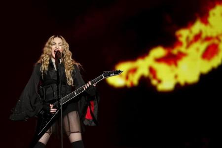 Singer Madonna performs during her concert at the AccorHotels Arena in Paris, France, December 9, 2015, on her Rebel Heart Tour.