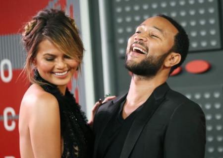 Model Chrissy Teigen and her husband, musician John Legend, August 31, 2015.