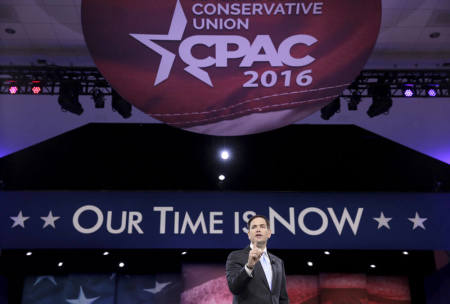 Republican presidential candidate Florida Senator Marco Rubio speaks at the 2016 Conservative Political Action Conference (CPAC) at National Harbor, Maryland March 5, 2016.