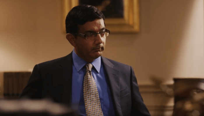 Conservative author and filmmaker Dinesh D'Souza in a scene from the film 'Hillary's America.'