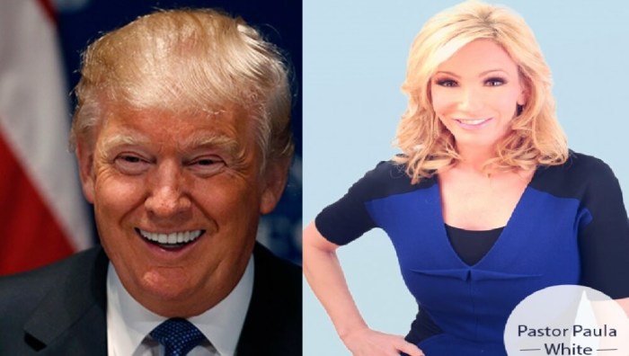 Donald Trump (L) and televangelist Paula White (R).