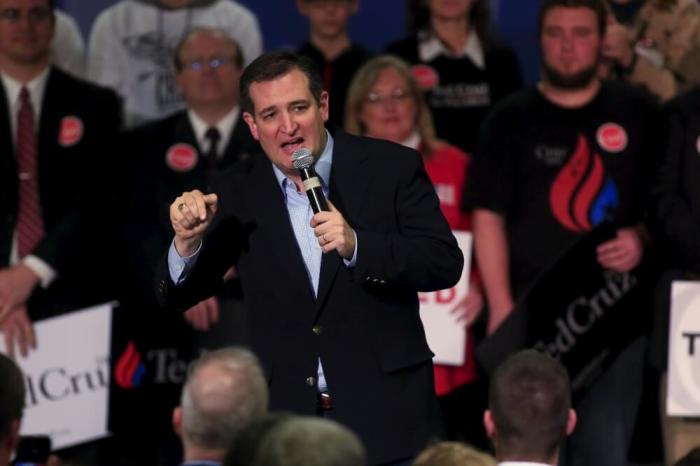 U.S. Republican presidential candidate Sen. Ted Cruz, R-Texas, speaks during a campaign rally at the Northland Performing Arts Center in Columbus, Ohio, March 13, 2016.