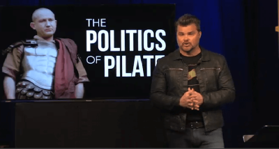 Liquid Church lead pastor Tim Lucas addresses congregants with a message entitled 'The Politics of Pilate,' Mountainside, New Jersey, March 20, 2016.