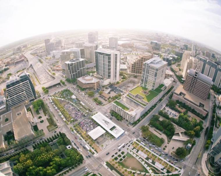 Pastor Ed Young Jr. of Fellowship Church hosts Good Friday services at Klyde Warren Park in Dallas, Texas, March 25, 2016.