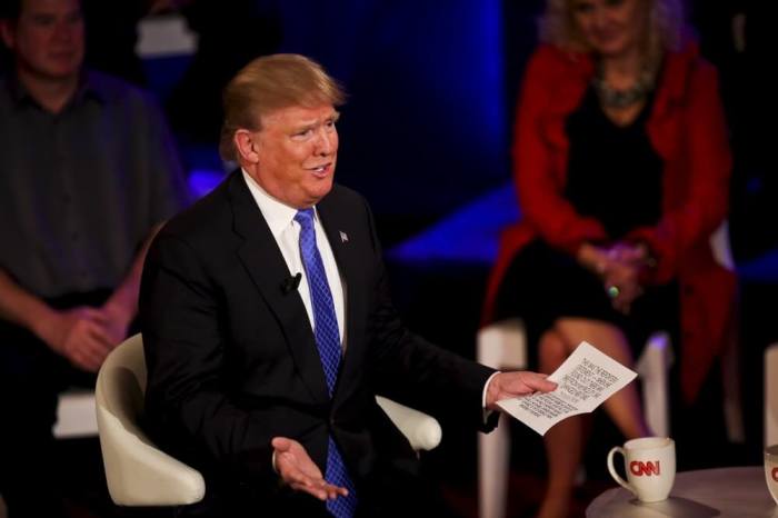 Republican U.S. Presidential candidate Donald Trump speaks at the CNN Town Hall at Riverside Theater in Milwaukee, Wisconsin March 29, 2016.