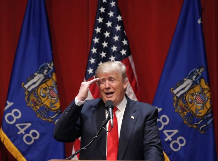 U.S. Republican presidential candidate Donald Trump speaks at a campaign rally in De Pere, Wisconsin, United States, March 30, 2016.